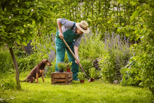 Staff member assisting a resident with garden accessibility options